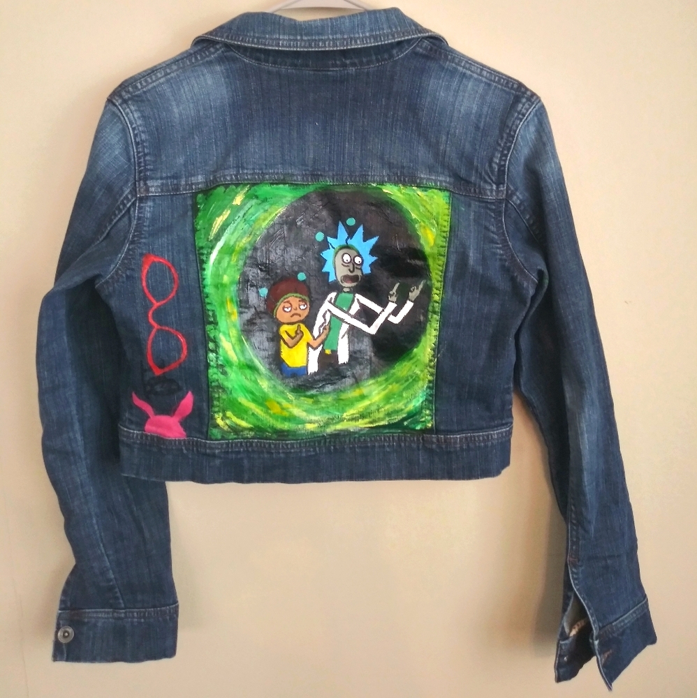 Custom painted Rick & Morty denim jacket